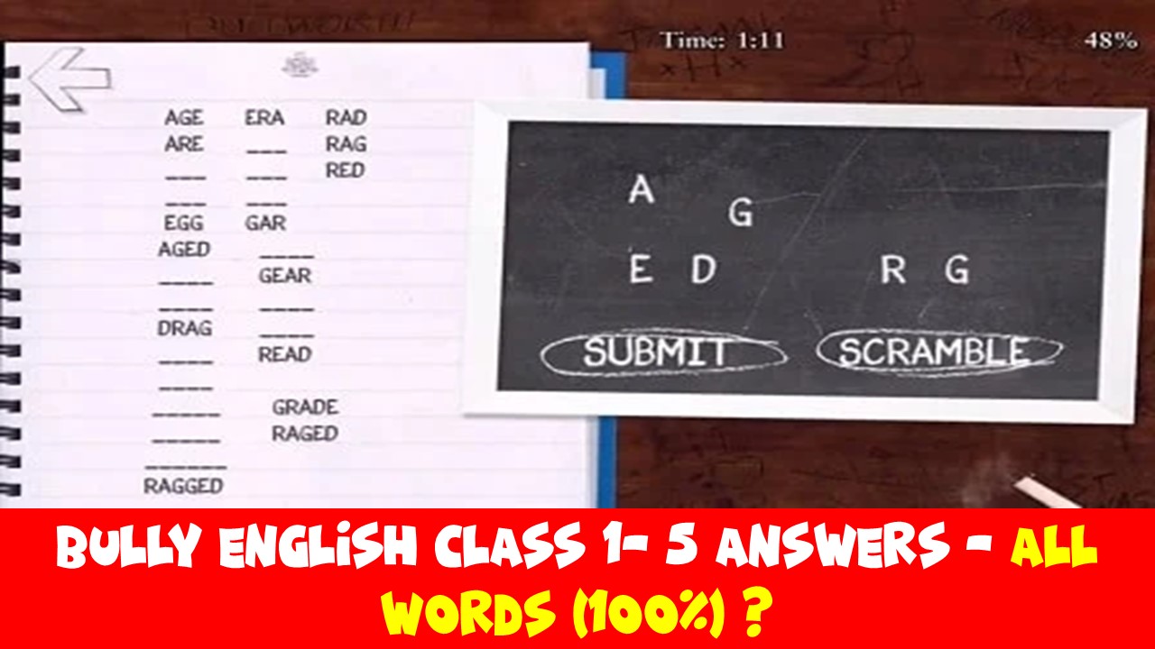 Bully English Class 1- 5 Answers - All Words (100%)